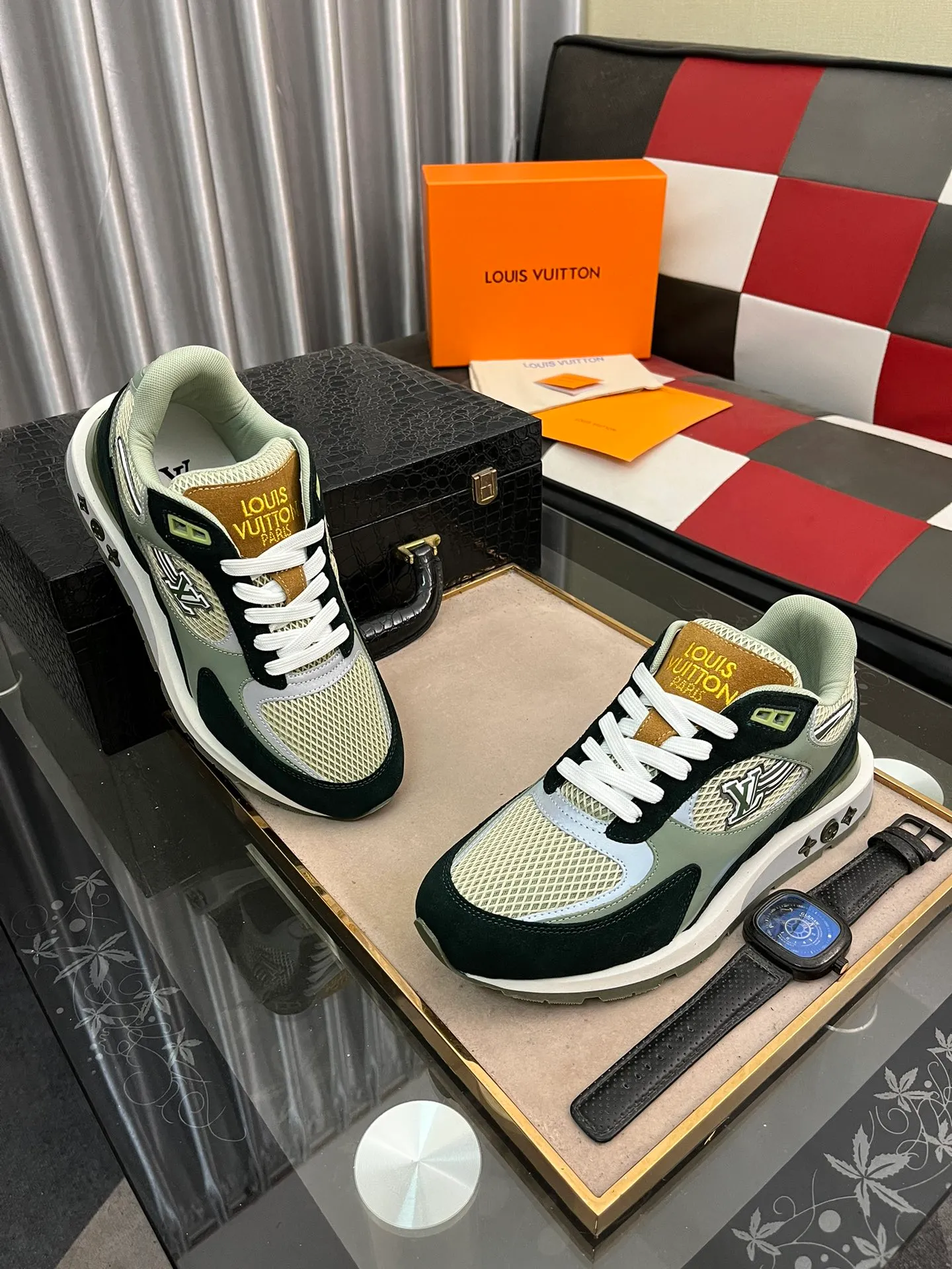 Men's Men's Shoes 💰660⌚️⌚️【LOUIS VUITTON) New 🍀LV Louis Vuitton*——LV classic dad shoes trendy shoes! Made of imported original soft calf leather, imported fly woven lining. Original wear-resistant rubber outsole! High quality products! Code number: 38-44